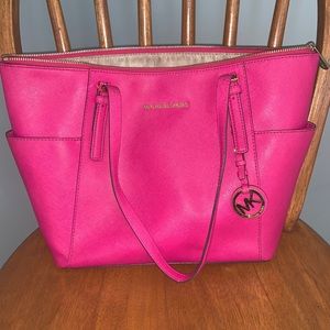 Authentic Michael Kors Pink Jetset Travel Tote